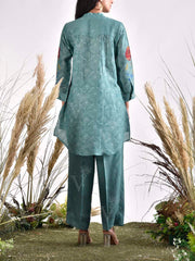 Teal Vasansi Silk Printed Co Ord Set