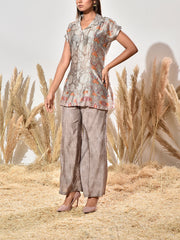 Grey Vasansi Silk Printed Co Ord Set