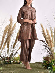 Brown Printed Cotton Co Ord Set