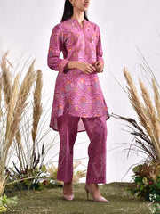 Purple Cotton Printed Co Ord Set