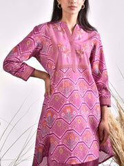Purple Cotton Printed Co Ord Set