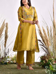 Green Vasansi Silk Embroidered Kurta and Pant Set