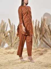 Brown Cotton Printed Co Ord Set