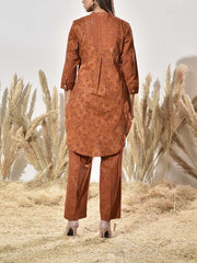 Brown Cotton Printed Co Ord Set