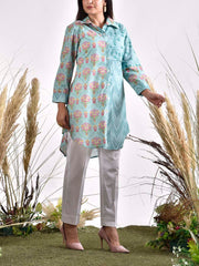 Blue Cotton Printed Top