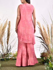 Blush Pink Wrinkle Chiffon Printed Co Ord Set
