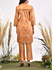 Ochre Cotton Printed Co Ord Set