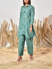 Green Cotton Printed Co Ord Set