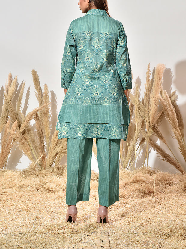 Green Cotton Printed Co Ord Set