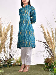 Blue Vasansi Silk Printed Kurta