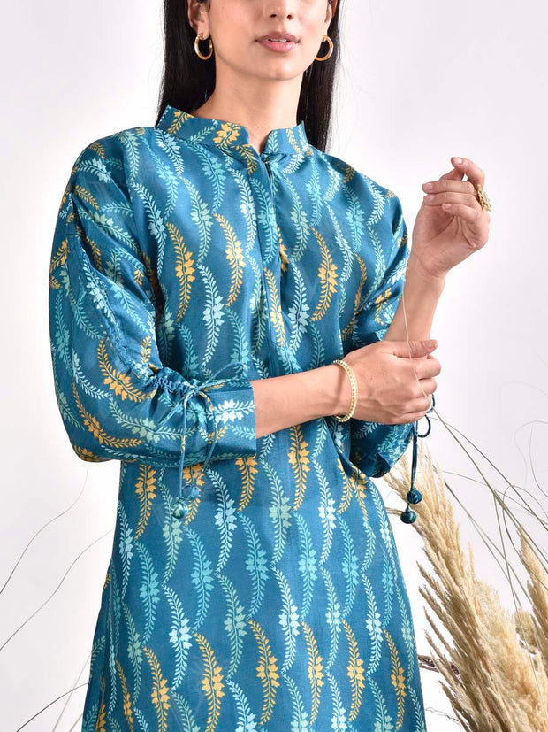 Blue Vasansi Silk Printed Kurta