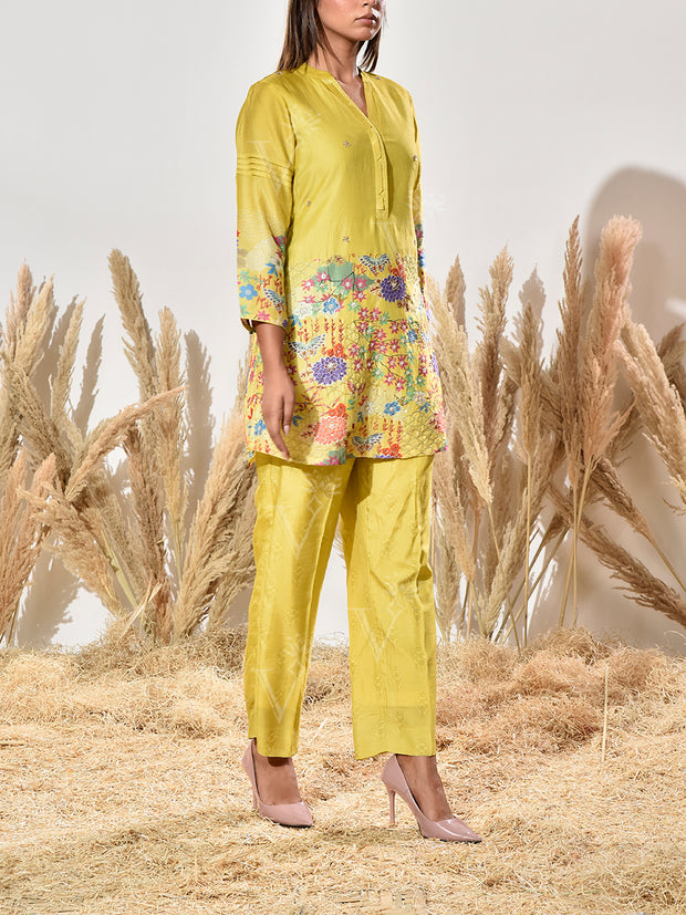 Lime Green Embroidered Co Ord Set