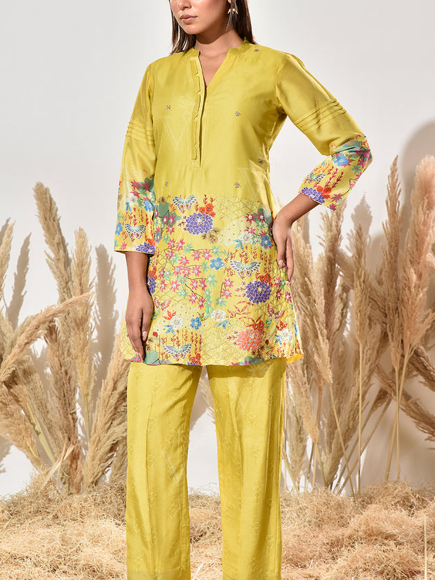 Lime Green Embroidered Co Ord Set