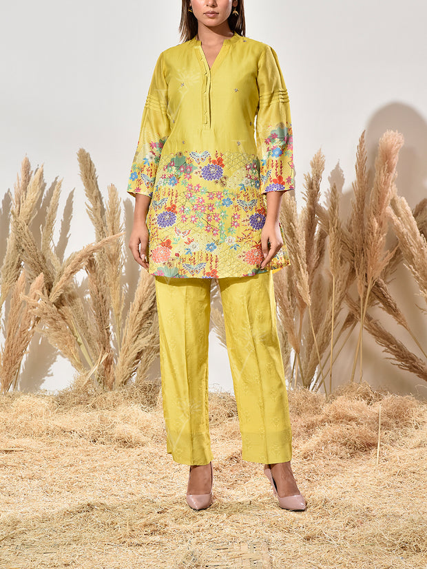 Lime Green Embroidered Co Ord Set