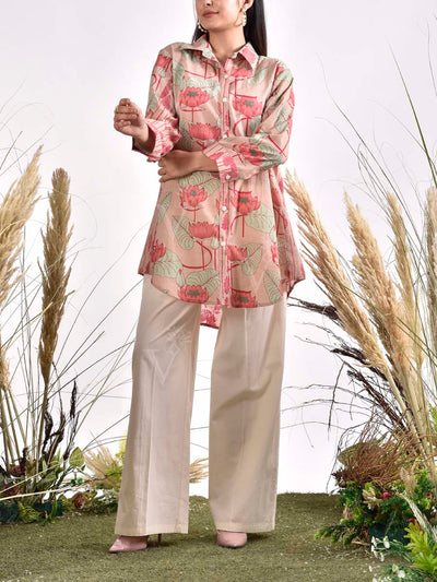 Dusty Pink Printed Cotton Shirt