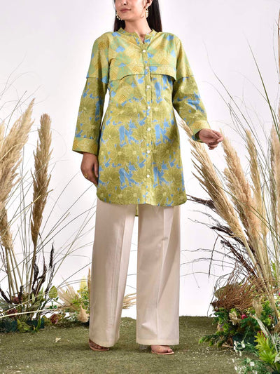 Green Cotton Printed Shirt
