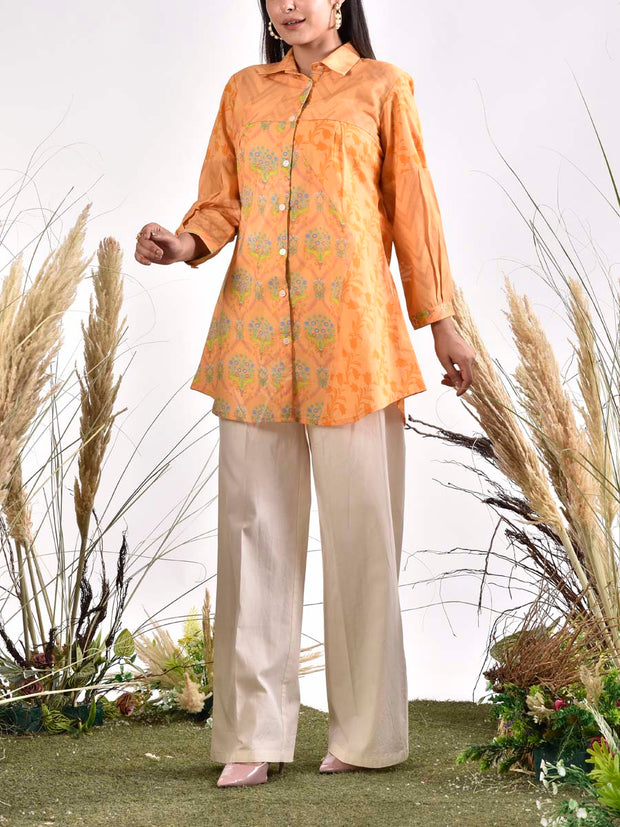Yellow Cotton Printed Top