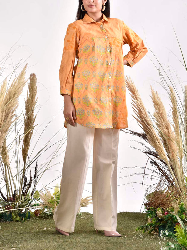 Yellow Cotton Printed Top
