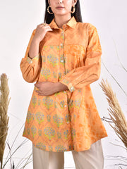 Yellow Cotton Printed Top