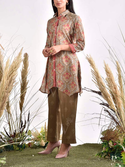 Green Cotton Printed Co Ord Set