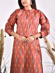 Brown Vasansi Silk Printed Kurta