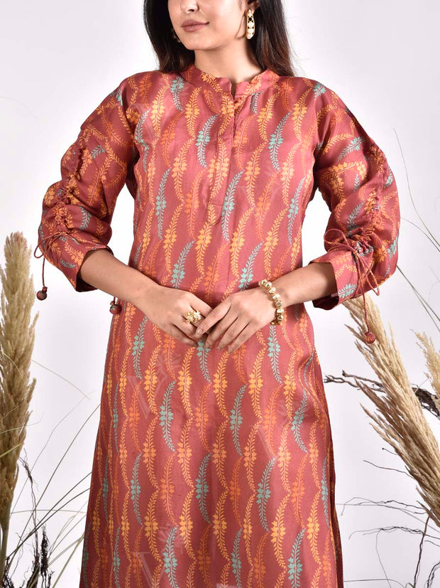 Brown Vasansi Silk Printed Kurta