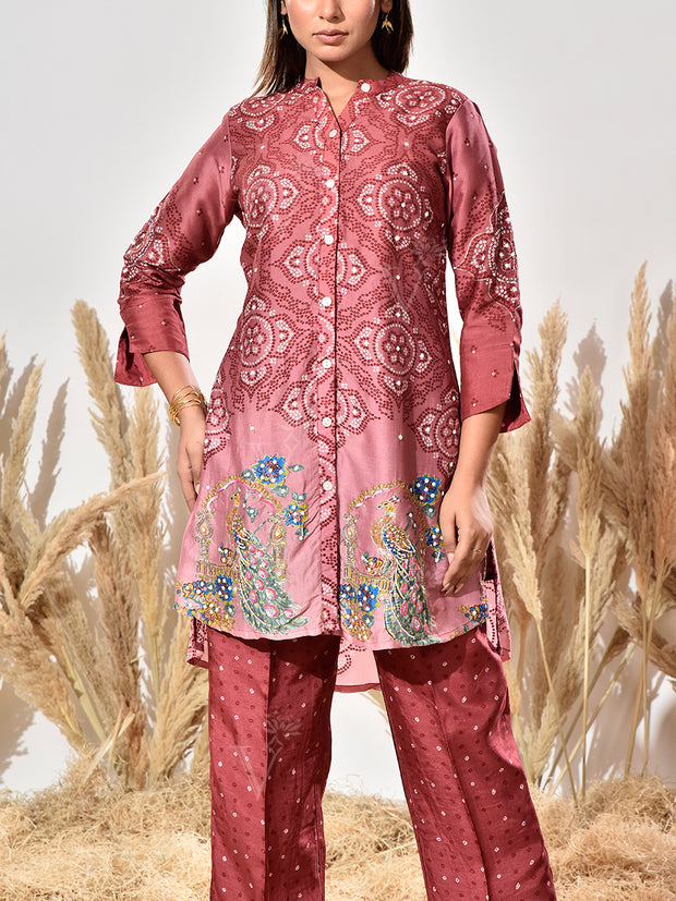 Maroon Vasansi Silk Embroidered Co Ord Set