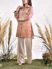 Beige Cotton Printed Top