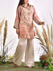 Beige Cotton Printed Top