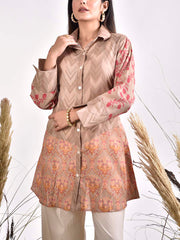 Beige Cotton Printed Top