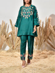 Green Vasansi Silk Embroidered Co Ord Set