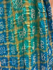 Blue and Green Bandhani  Zari Dupatta