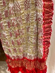 Off White Bandhani Zari Dupatta