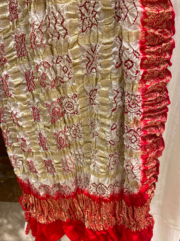 Off White Bandhani Zari Dupatta