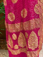 Pink  Bandhani Zari Dupatta