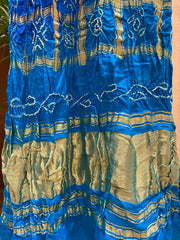 Blue Bandhani Zari Dupatta