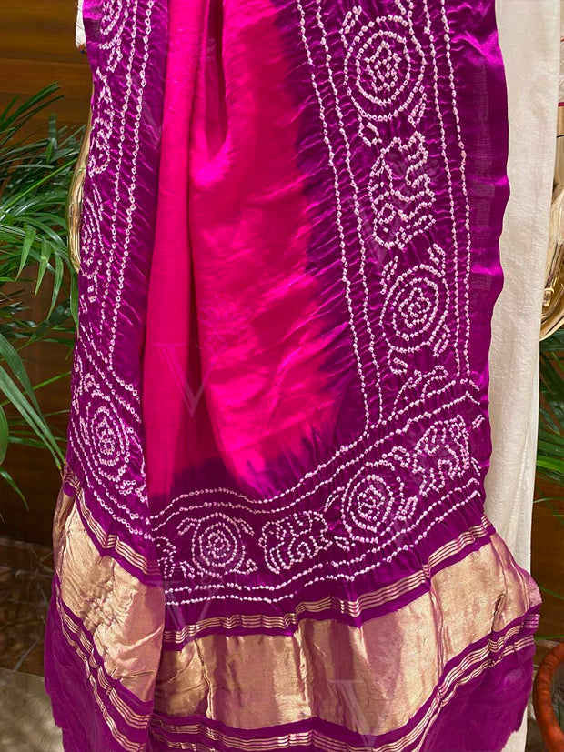 Pink and Purple and Zari Dupatta