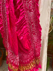 Pink  Bandhani Zari Dupatta