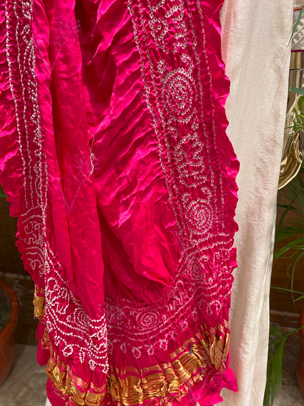 Pink  Bandhani Zari Dupatta