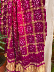 Pink and Purple Bandhani Zari Dupatta