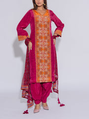 Pink Crepe Printed Suit Set