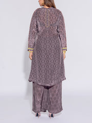 Grey Crepe Printed Kurta and Pant Set