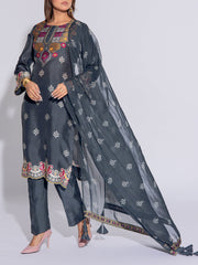 Dark Grey Vasansi Silk Suit Set