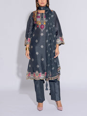 Dark Grey Vasansi Silk Suit Set