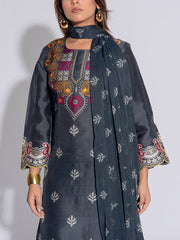 Dark Grey Vasansi Silk Suit Set