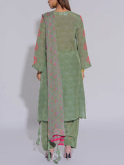 Olive Green Crepe Printed Suit Set