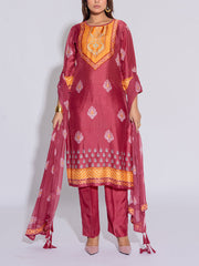 Magenta Vasansi Silk Printed  Suit Set