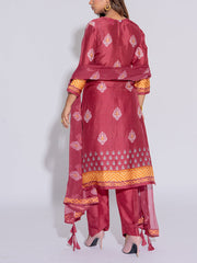 Magenta Vasansi Silk Printed  Suit Set