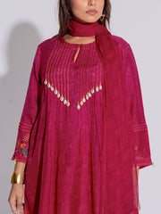 Magenta Pink Vasansi Silk Printed Suit Set