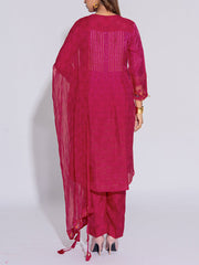 Magenta Pink Vasansi Silk Printed Suit Set